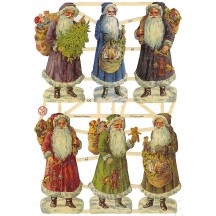 Old Time Santa Scraps with Glitter ~ Germany
